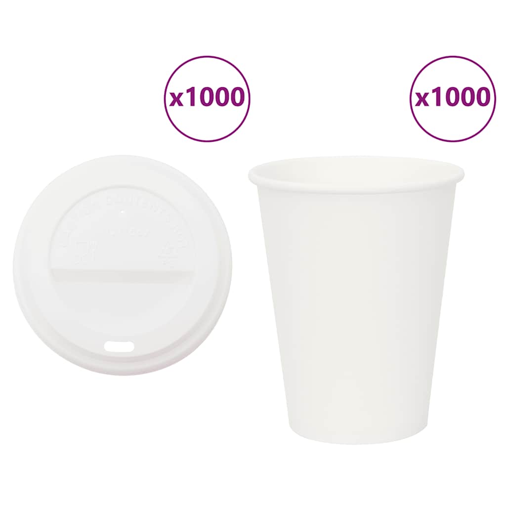 Bicchieri da caffè in carta Vidaxxl con coperchio 1000 pezzi 12oz 300 ml