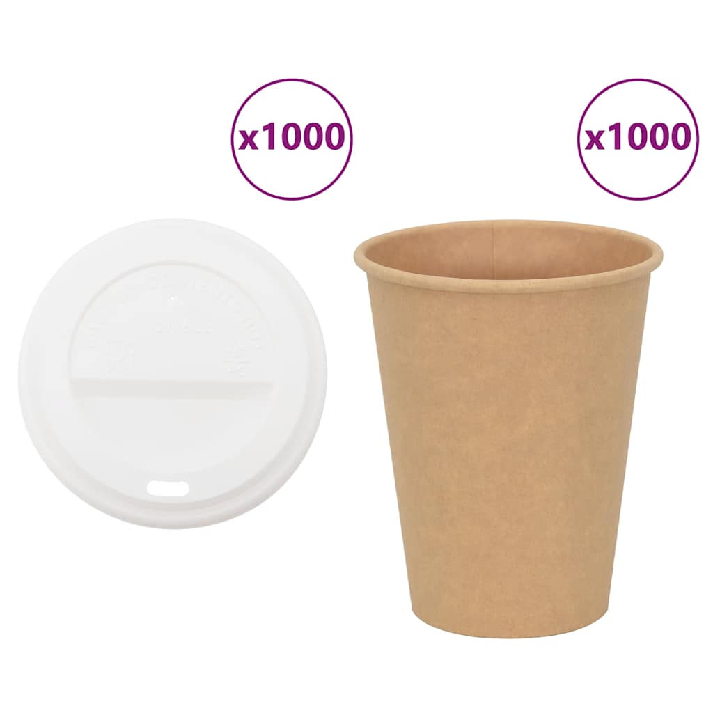 Bicchieri da caffè in carta Vidaxxl con coperchio 1000 pezzi 12oz 300 ml