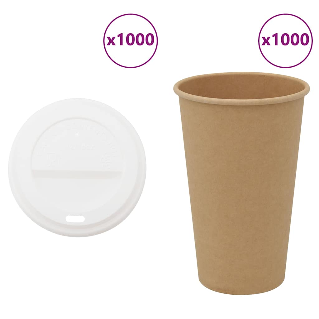Bicchieri da caffè in carta VidaXL con coperchio 1000 pezzi 16oz 400 ml