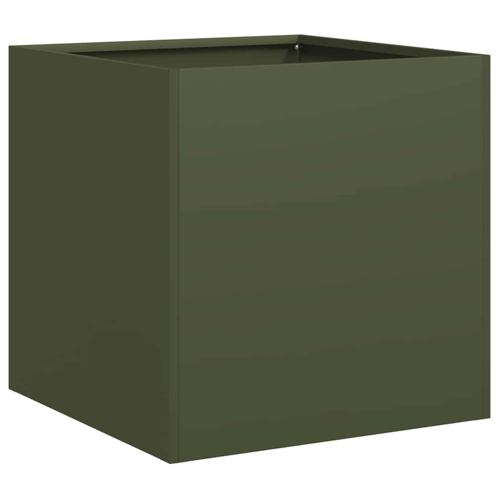 Vidaxl plantenbak 40x40x40 cm koudgewalst staal olijfgroen