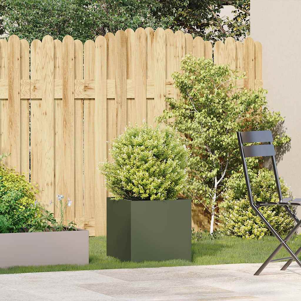 Vidaxl plantenbak 40x40x40 cm koudgewalst staal olijfgroen