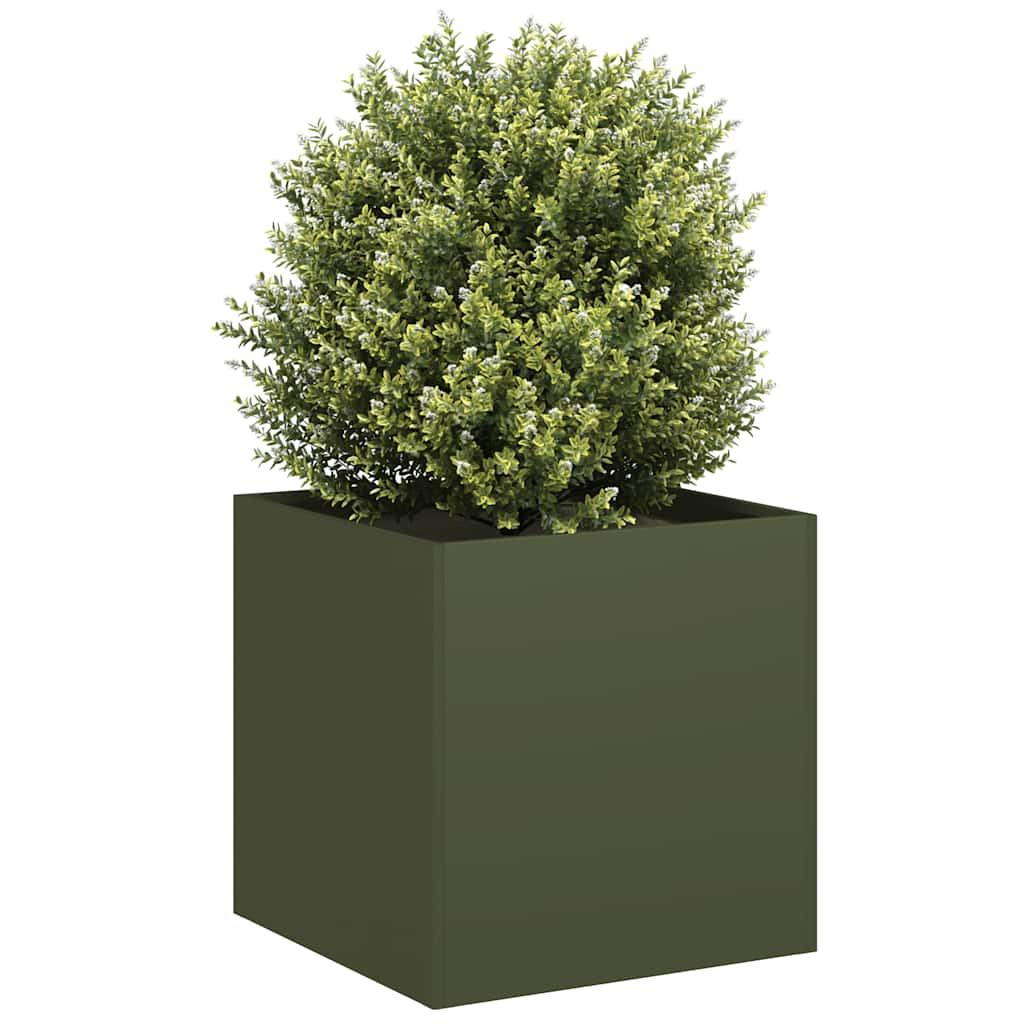 Vidaxl plantenbak 40x40x40 cm koudgewalst staal olijfgroen
