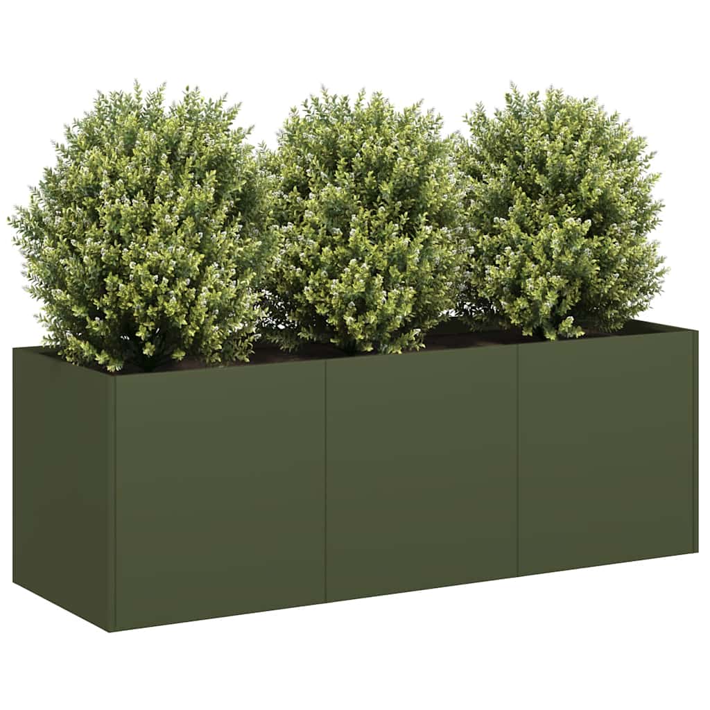 Fioriera Vidaxx 120x40x40 cm in acciaio laminato a freddo verde oliva