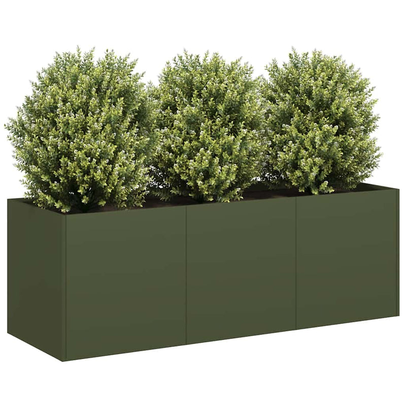 Vidaxl plantenbak 120x40x40 cm koudgewalst staal olijfgroen