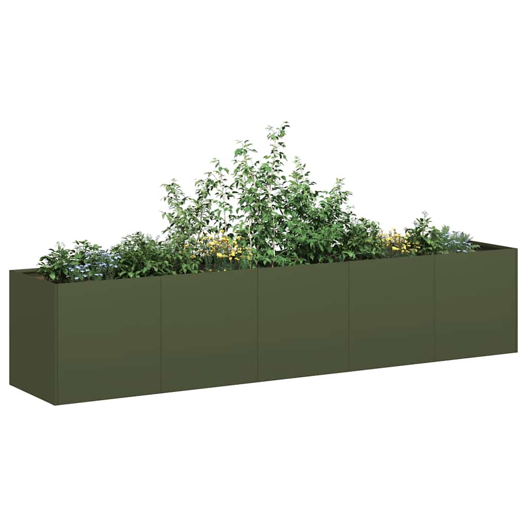 Fioriera Vidaxx 200x40x40 cm in acciaio laminato a freddo verde oliva