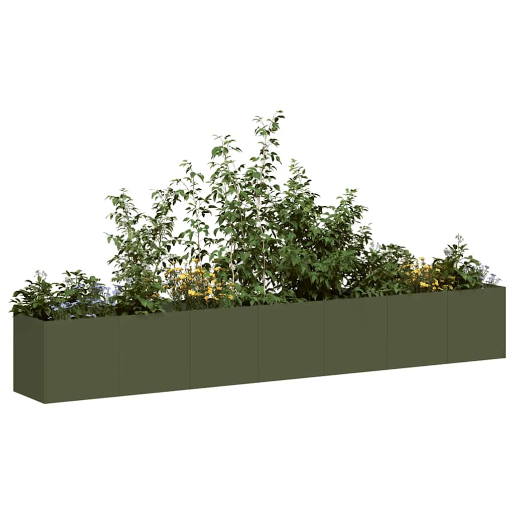 Vidaxl plantenbak 280x40x40 cm koudgewalst staal olijfgroen
