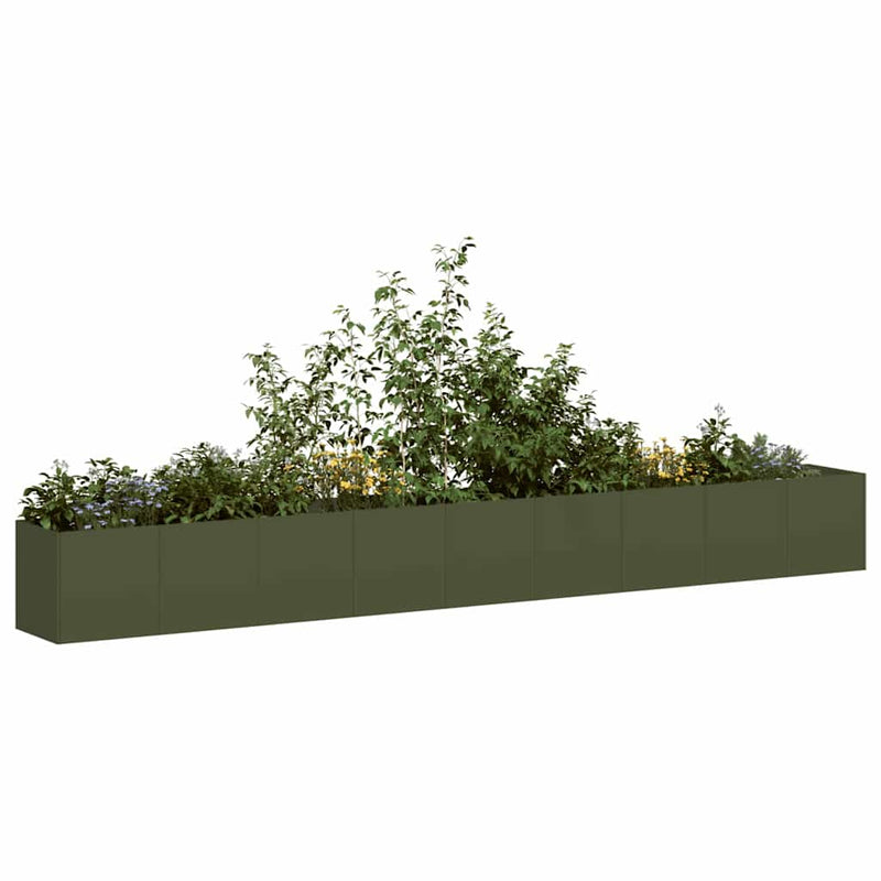 Vidaxl plantenbak 360x40x40 cm koudgewalst staal olijfgroen