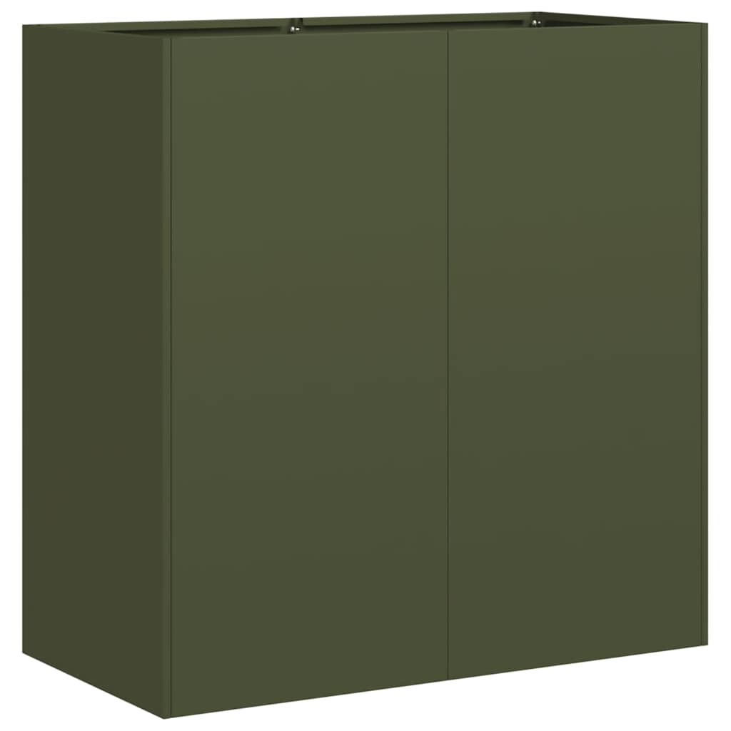 Fioriera Vidaxx 40x40x80 cm in acciaio laminato a freddo verde oliva