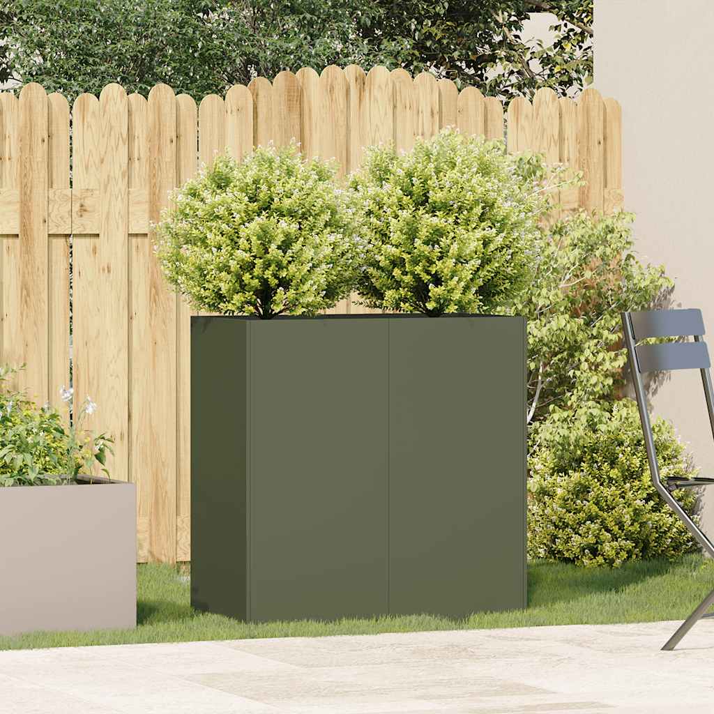 Fioriera Vidaxx 40x40x80 cm in acciaio laminato a freddo verde oliva