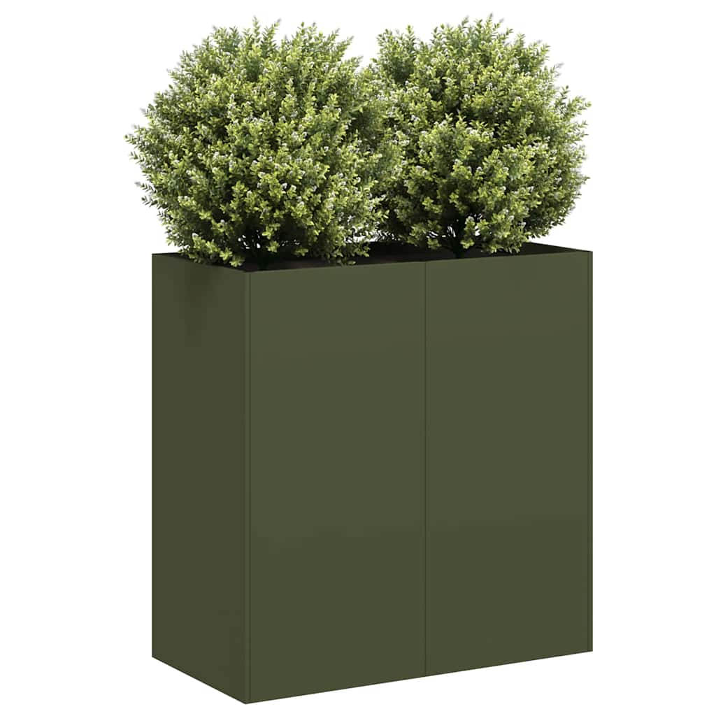 Vidaxl plantenbak 40x40x80 cm koudgewalst staal olijfgroen