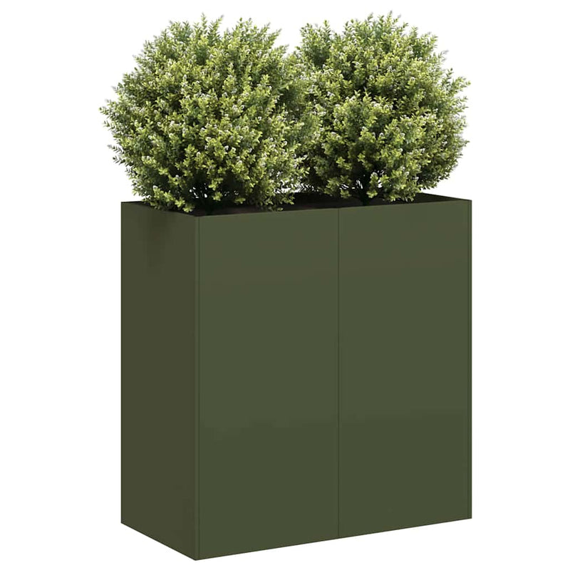 Vidaxl plantenbak 40x40x80 cm koudgewalst staal olijfgroen