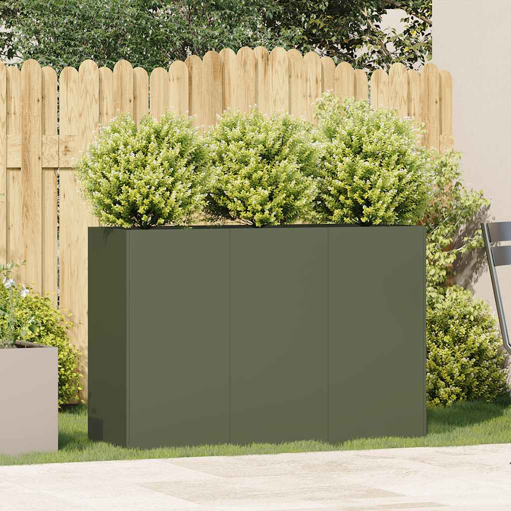 Vidaxl plantenbak 120x40x80 cm koudgewalst staal olijfgroen