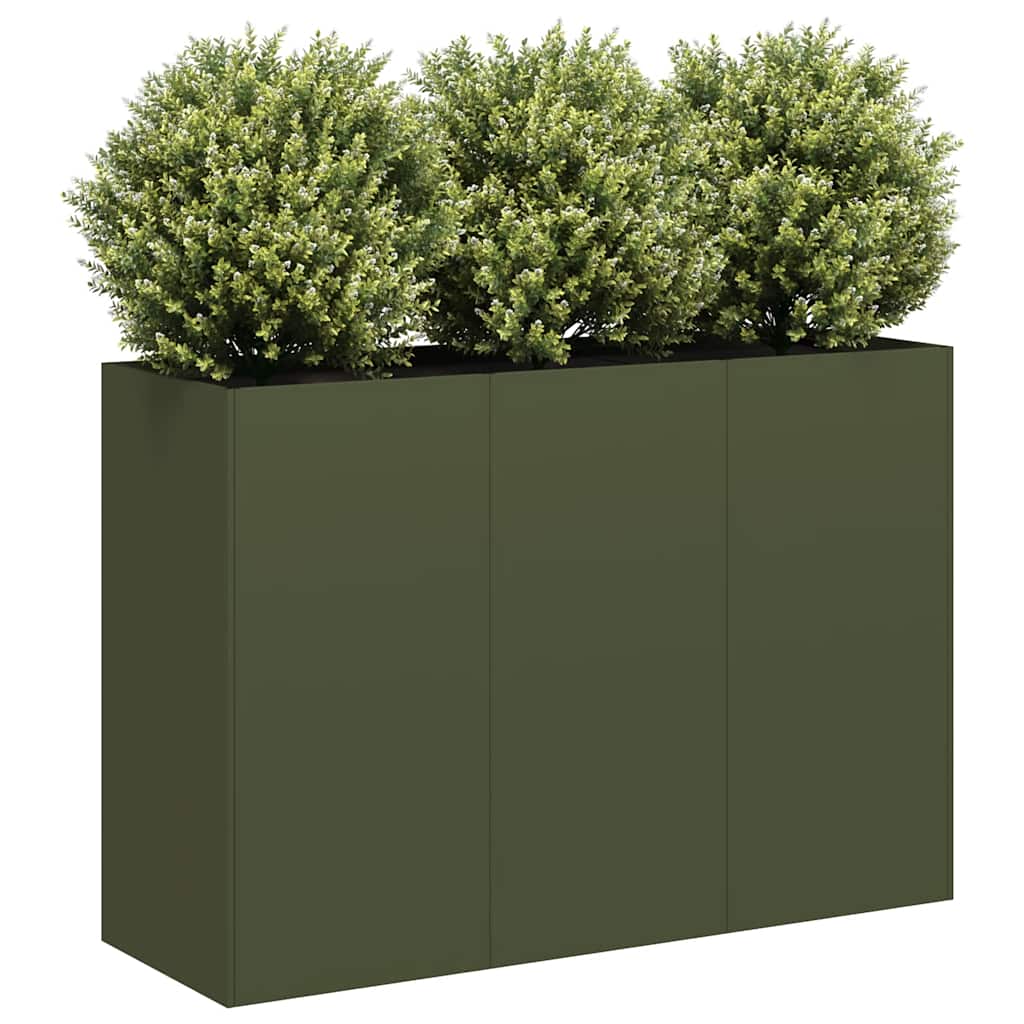 Vidaxl plantenbak 120x40x80 cm koudgewalst staal olijfgroen