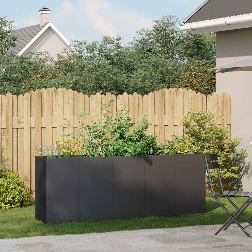Vidaxl plantenbak 200x40x80 cm koudgewalst staal zwart