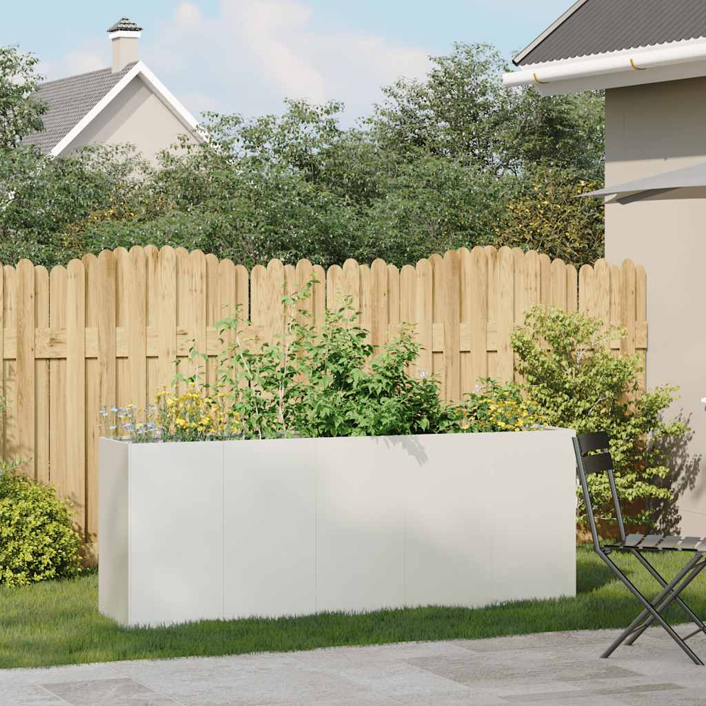 Fioriera Vidaxx 200x40x80 cm in acciaio laminato a freddo bianco