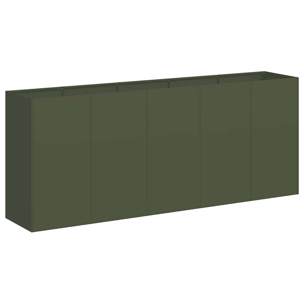 Fioriera Vidaxx 200x40x80 cm in acciaio laminato a freddo verde oliva