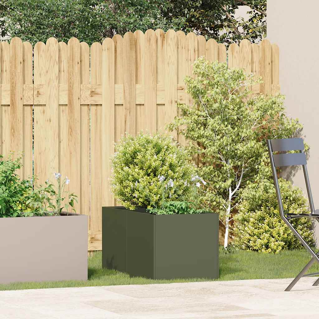 Vidaxl plantenbak 40x80x40 cm koudgewalst staal olijfgroen