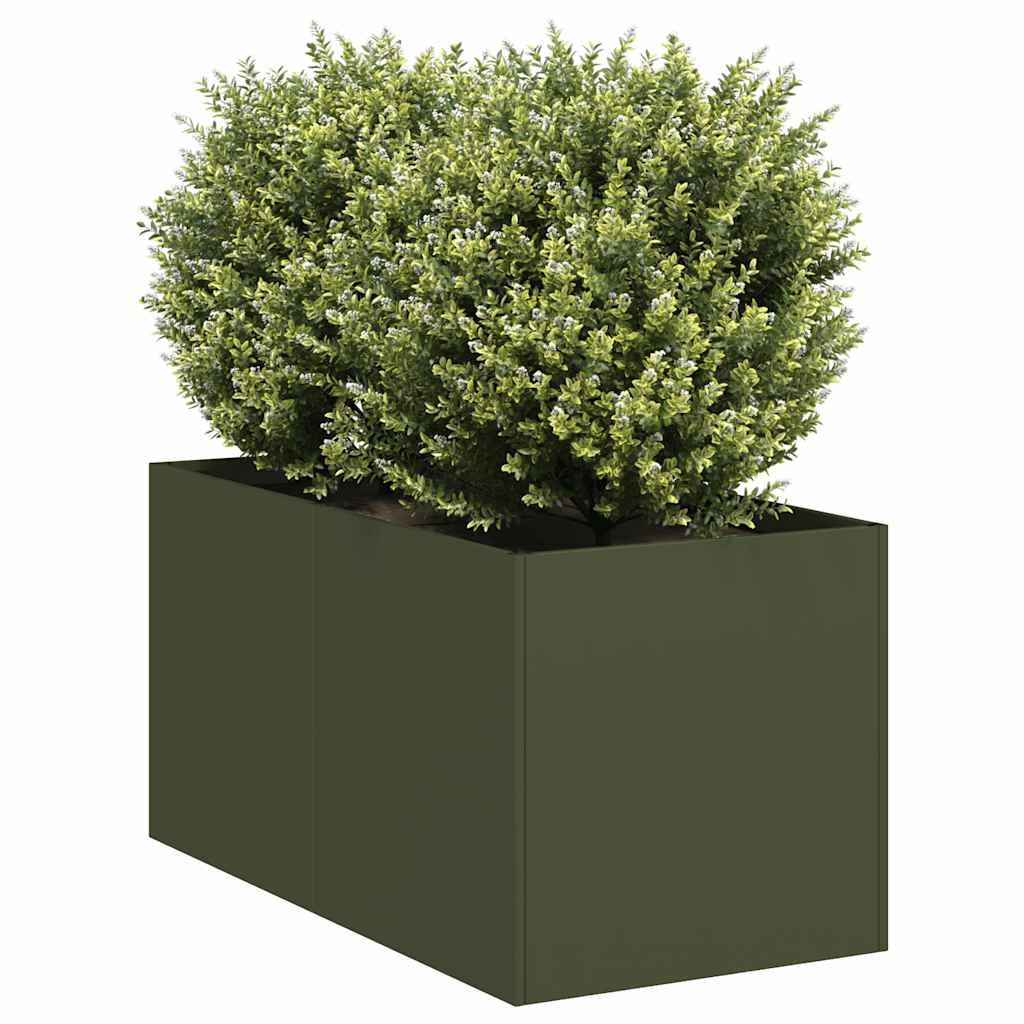 Vidaxl plantenbak 40x80x40 cm koudgewalst staal olijfgroen