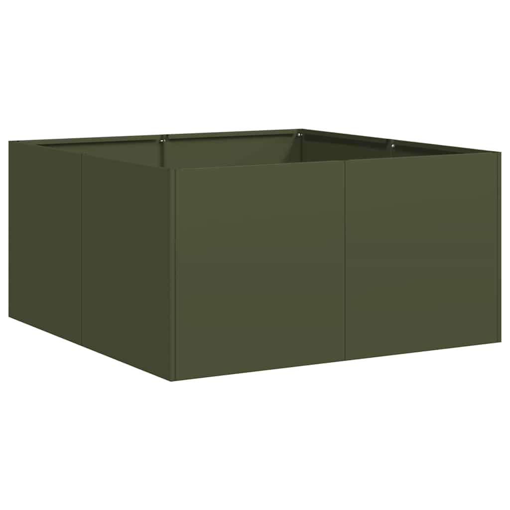 Fioriera Vidaxx 80x80x40 cm in acciaio laminato a freddo verde oliva
