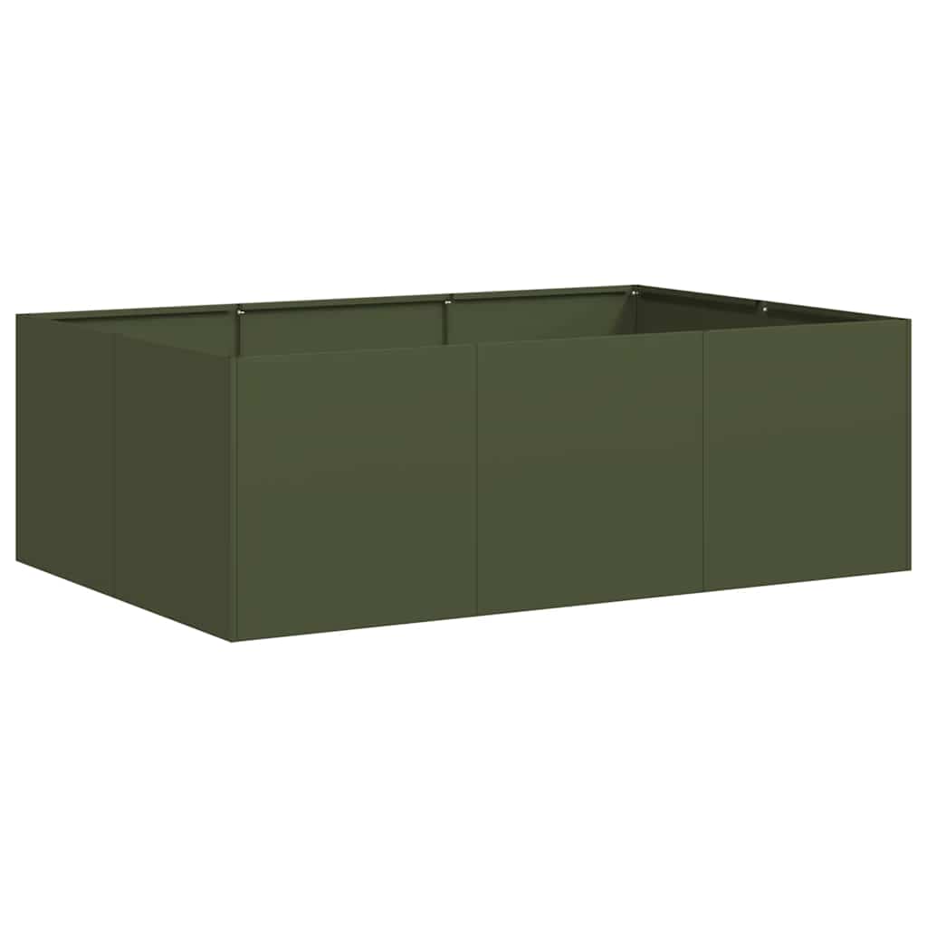 Vidaxl plantenbak 120x80x40 cm staal olijfgroen