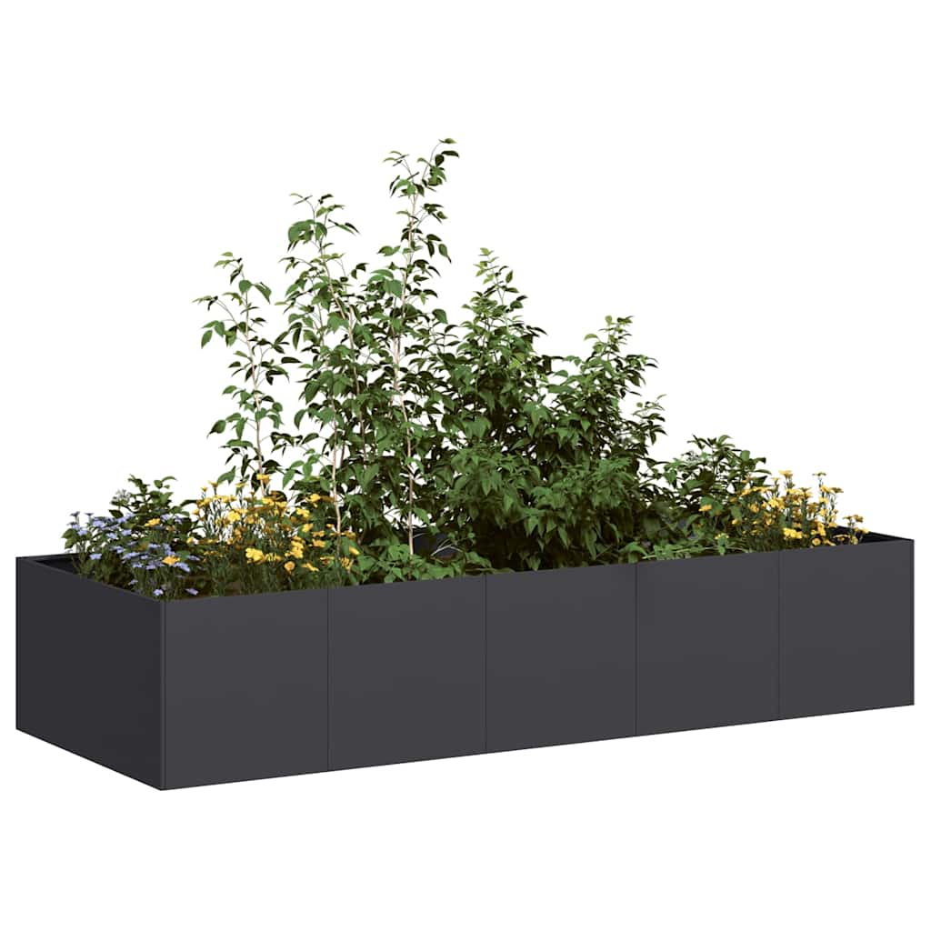 Fioriera Vidaxx 200x80x40 cm acciaio nero