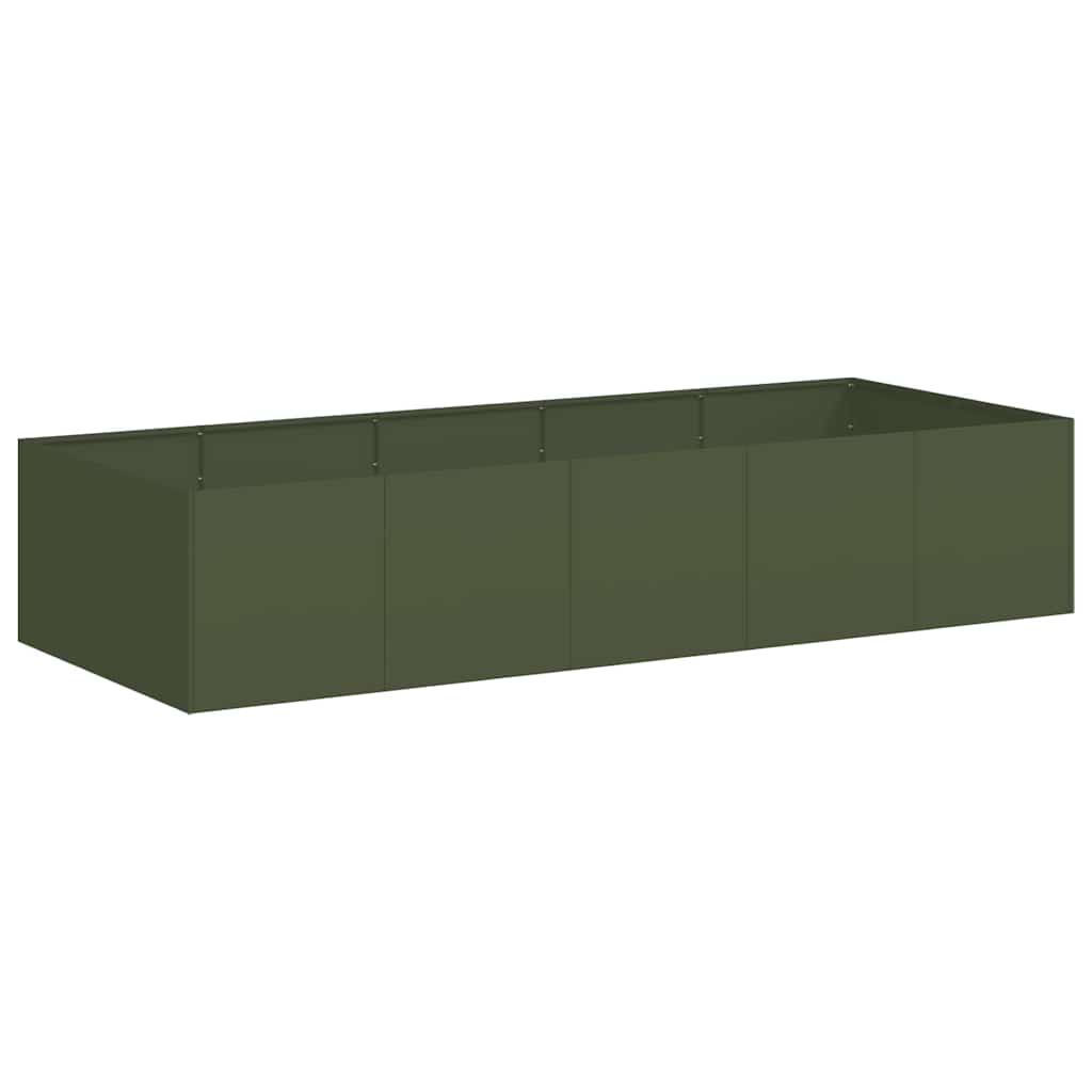 Fioriera Vidaxx 200x80x40 cm in acciaio verde oliva