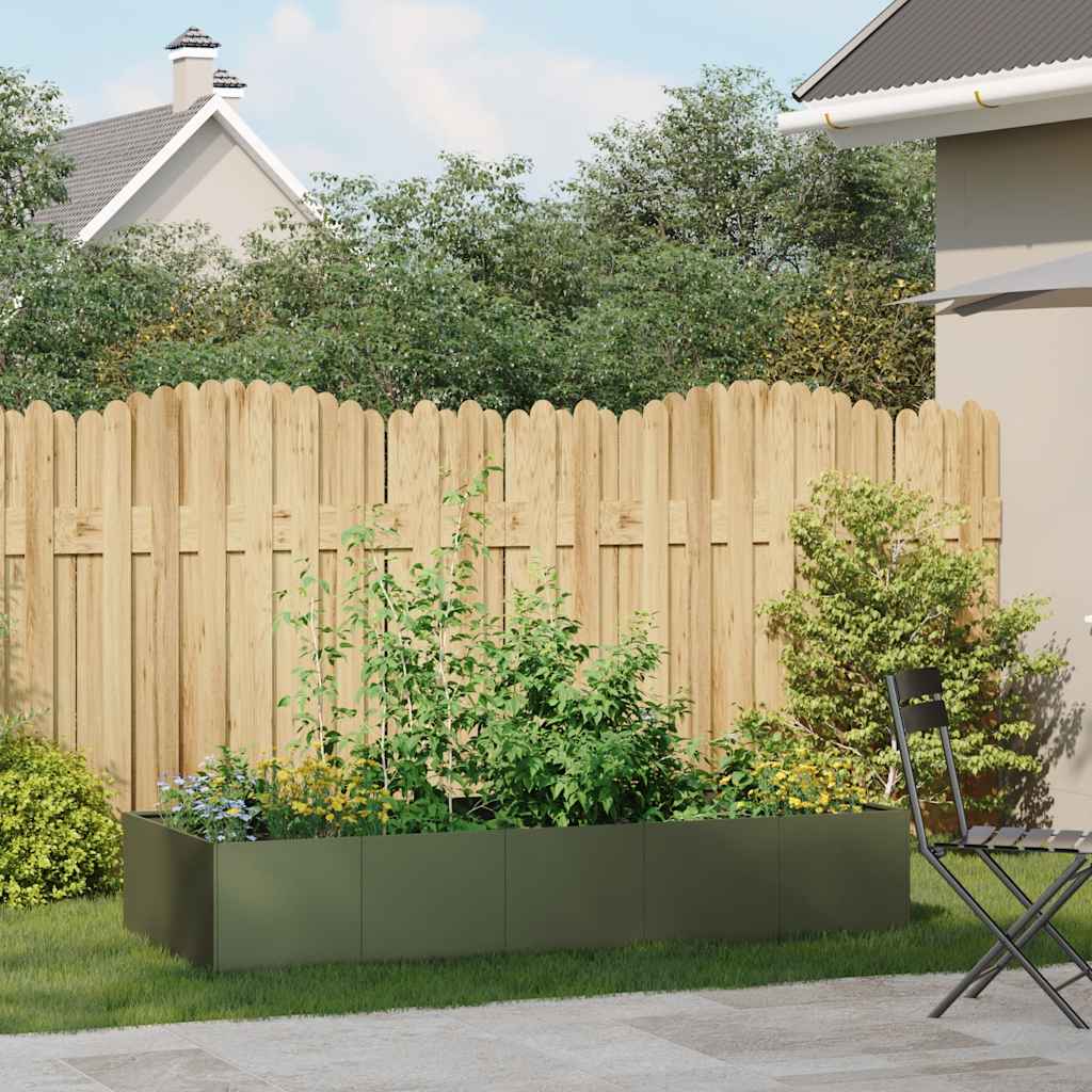 Fioriera Vidaxx 200x80x40 cm in acciaio verde oliva