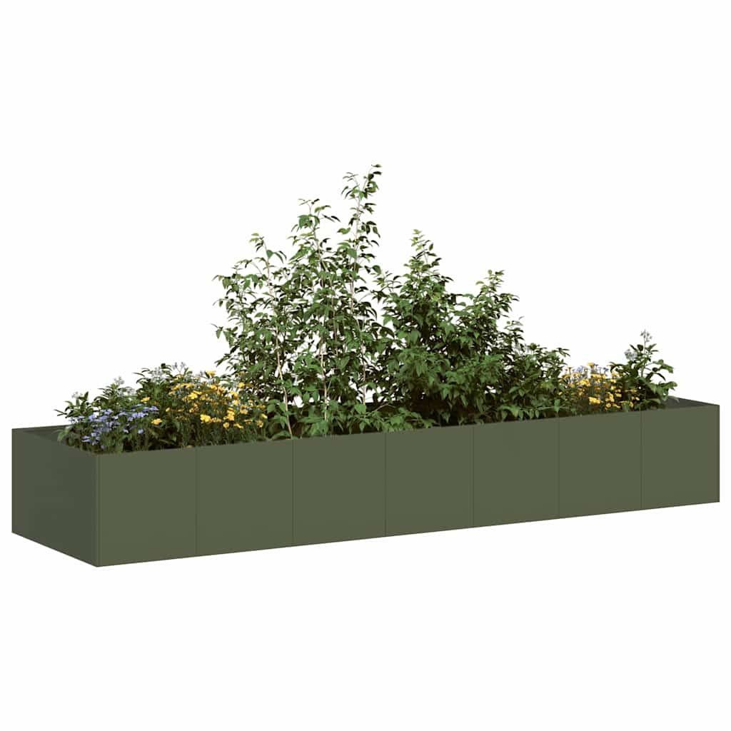 Vidaxl plantenbak 280x80x40 cm staal olijfgroen