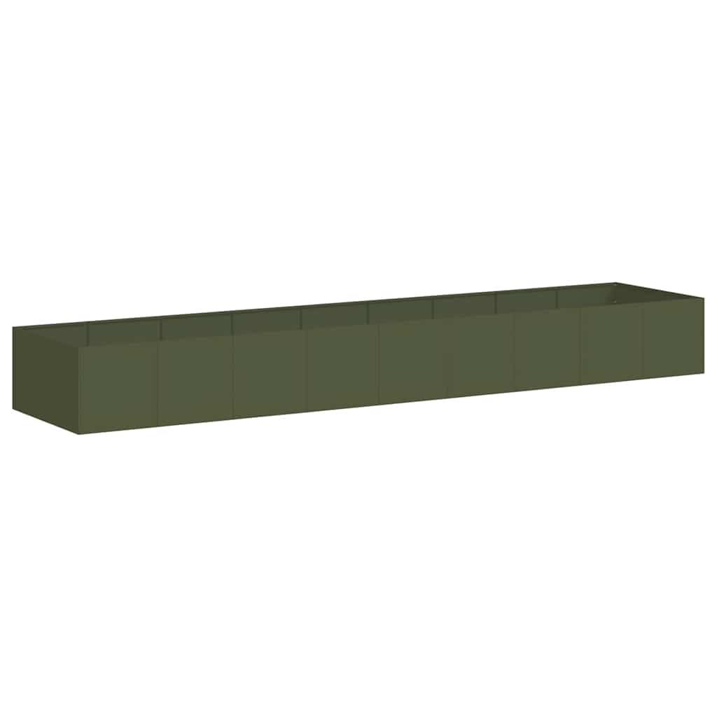 Fioriera Vidaxx 360x80x40 cm in acciaio verde oliva