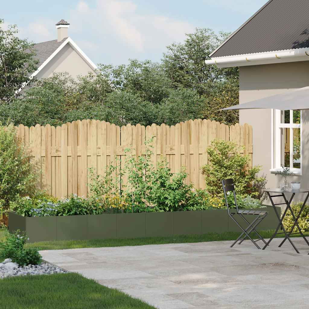 Vidaxl plantenbak 360x80x40 cm staal olijfgroen