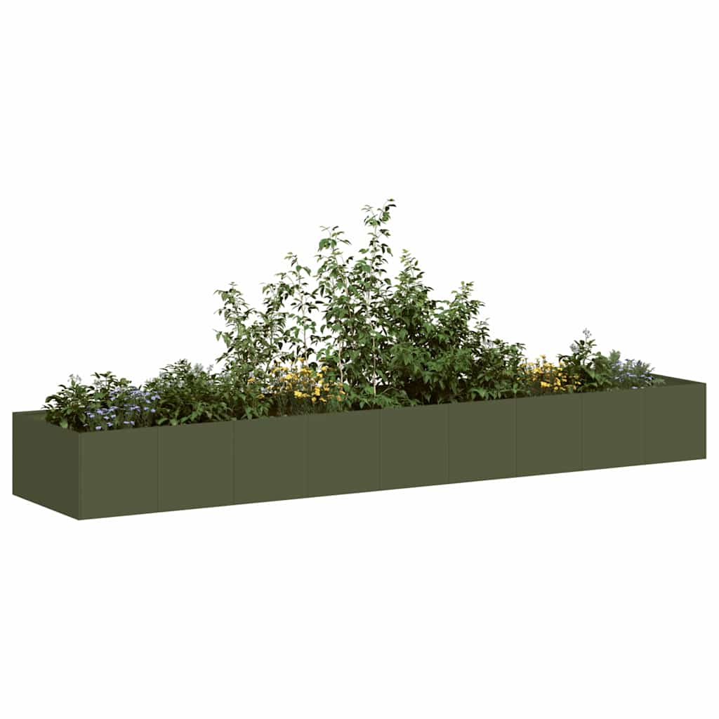 Vidaxl plantenbak 360x80x40 cm staal olijfgroen