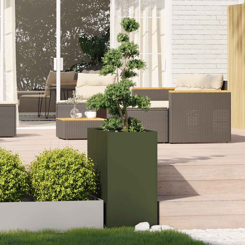 Vidaxl plantenbak 40x80x80 cm staal olijfgroen