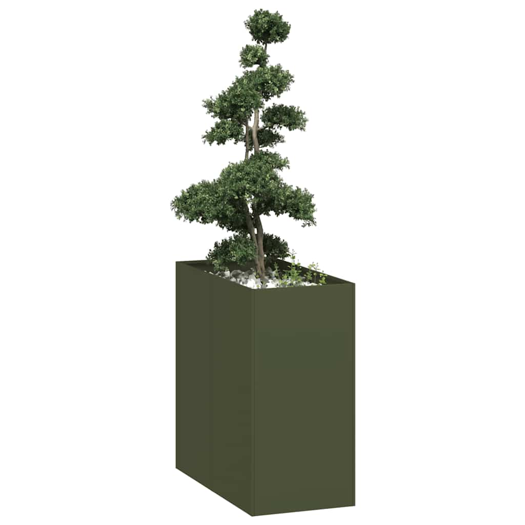 Vidaxl plantenbak 40x80x80 cm staal olijfgroen