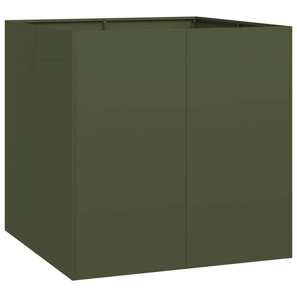 Vidaxl plantenbak 80x80x80 cm staal olijfgroen