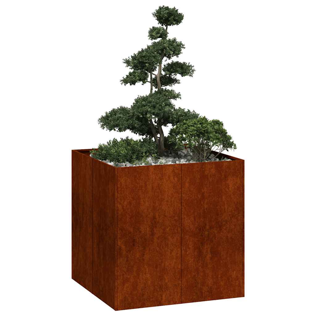 Jardinera vidaxx oxidada 80x80x80 cm acero resistente a la intemperie