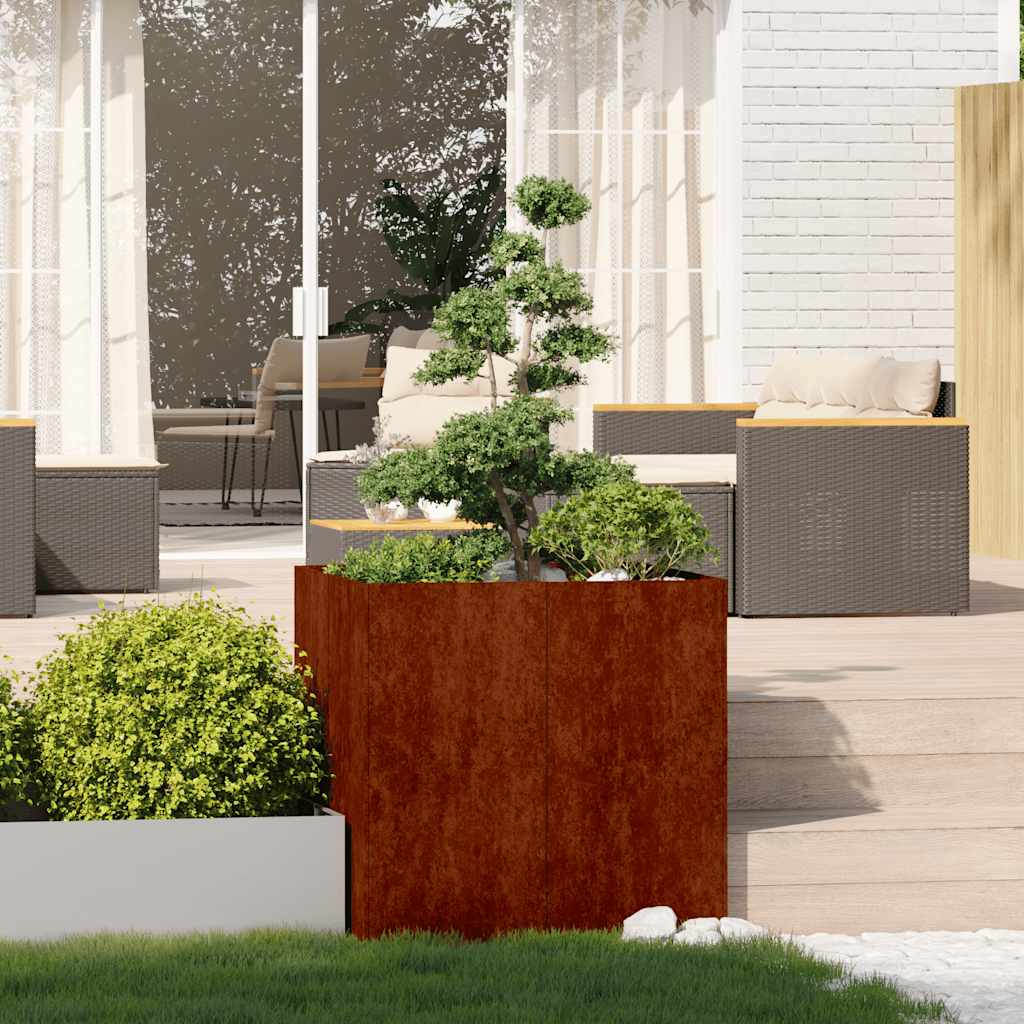 Jardinera vidaxx oxidada 80x80x80 cm acero resistente a la intemperie
