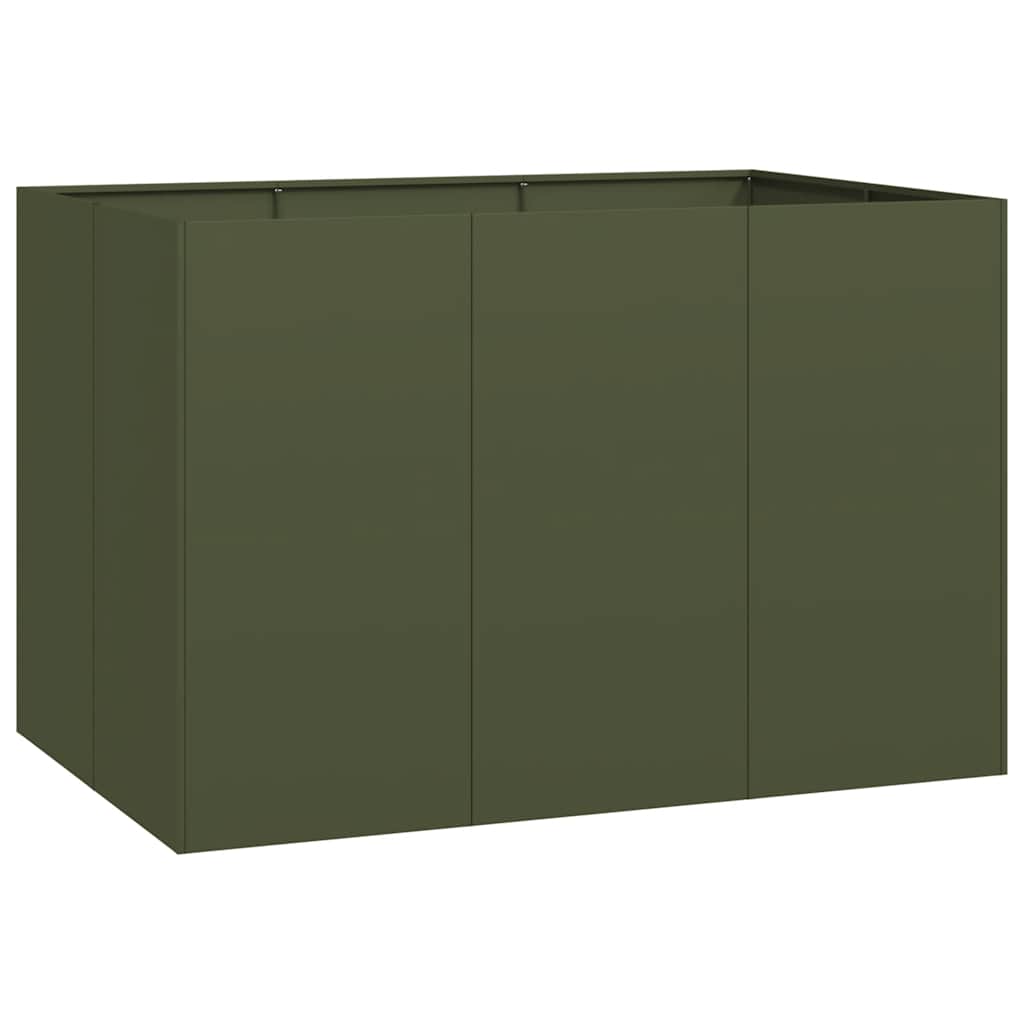 Fioriera Vidaxx 120x80x80 cm in acciaio verde oliva