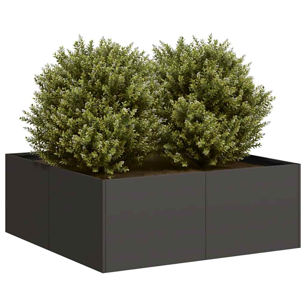 Fioriera Vidaxx 80x80x30 cm acciaio nero
