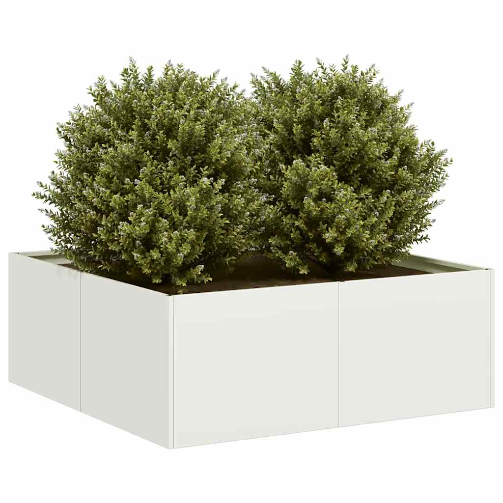 Vidaxl plantenbak 80x80x30 cm staal wit