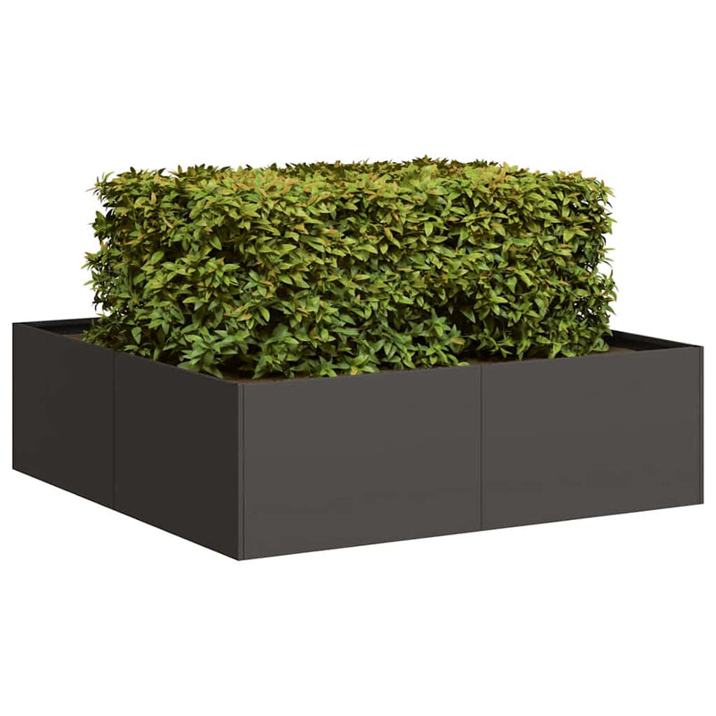Fioriera Vidaxx 100x100x30 cm acciaio nero