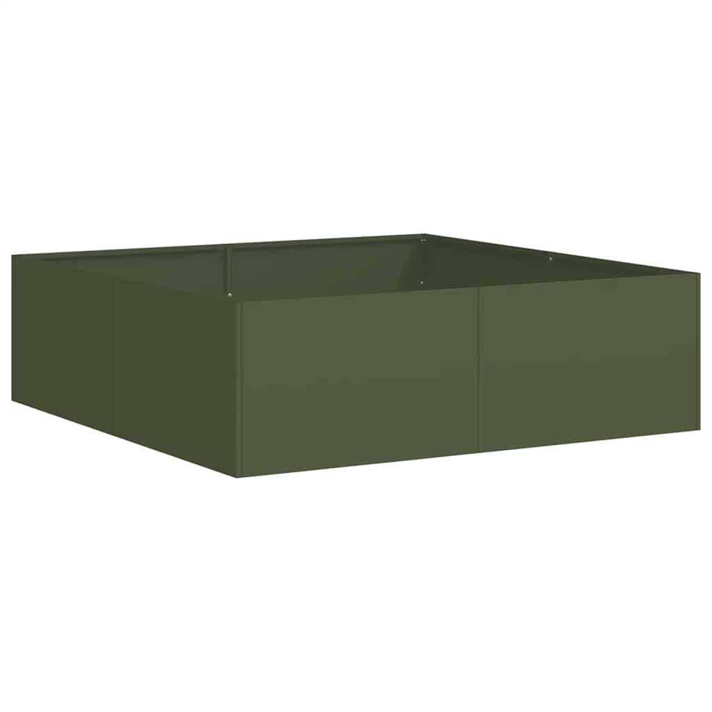 Fioriera Vidaxx 100x100x30 cm acciaio verde oliva