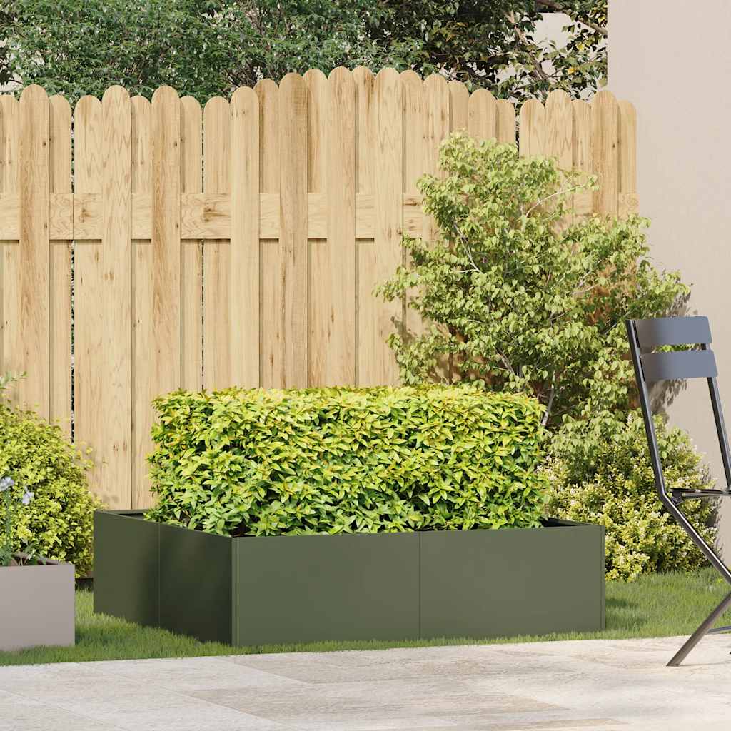 Vidaxx macetero 100x100x30 cm acero verde oliva