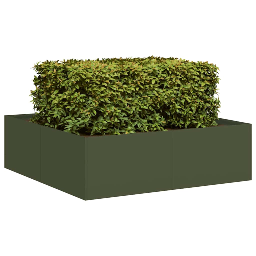 Vidaxx macetero 100x100x30 cm acero verde oliva
