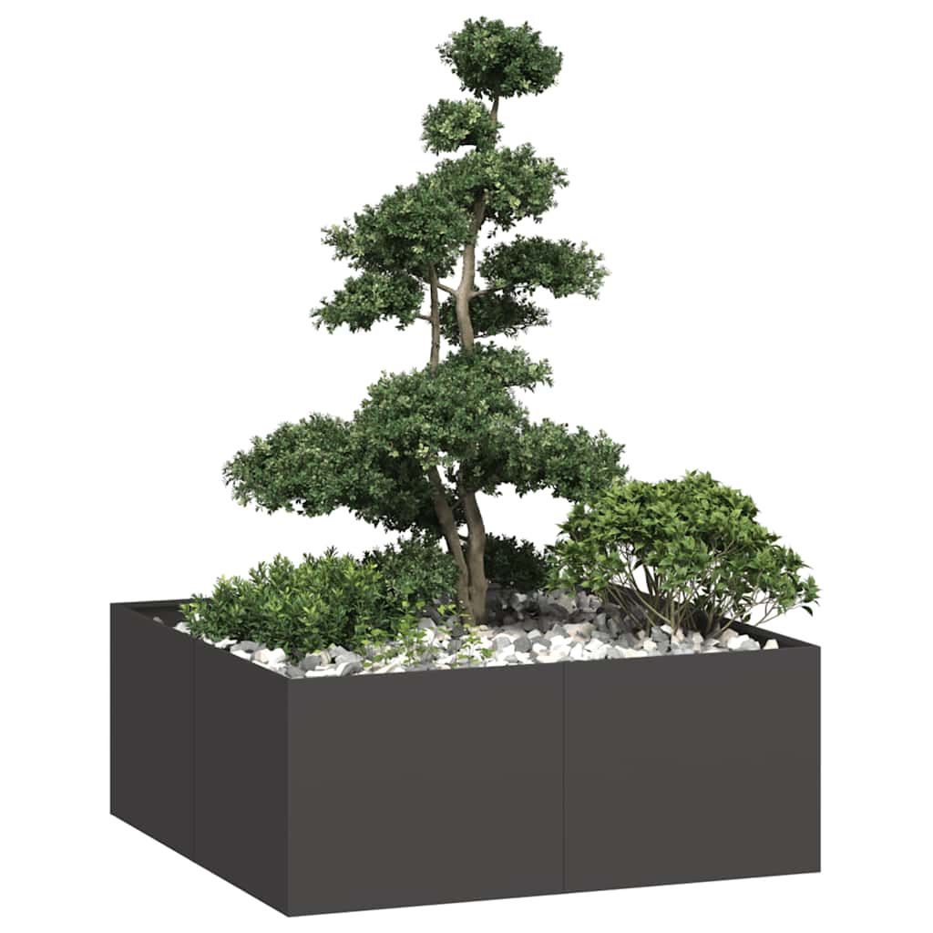 Fioriera Vidaxx 100x100x40 cm acciaio nero