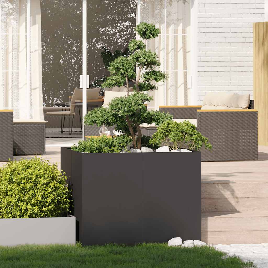 Fioriera Vidaxx 100x100x80 cm acciaio nero