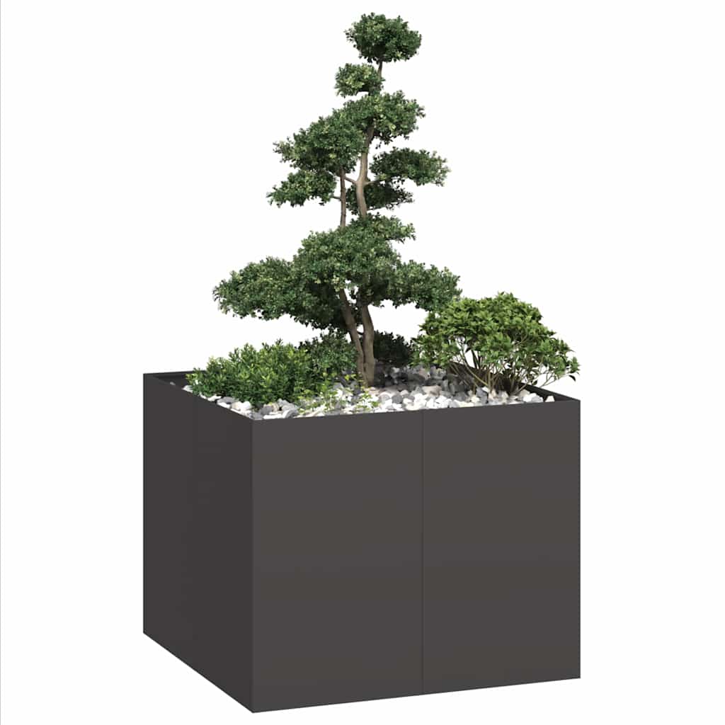 Fioriera Vidaxx 100x100x80 cm acciaio nero