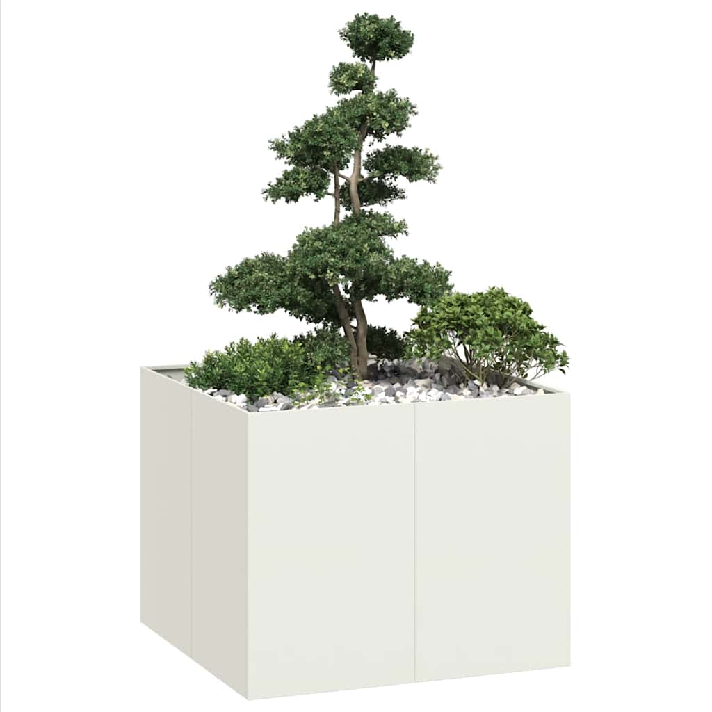 Vidaxl plantenbak 100x100x80 cm staal wit