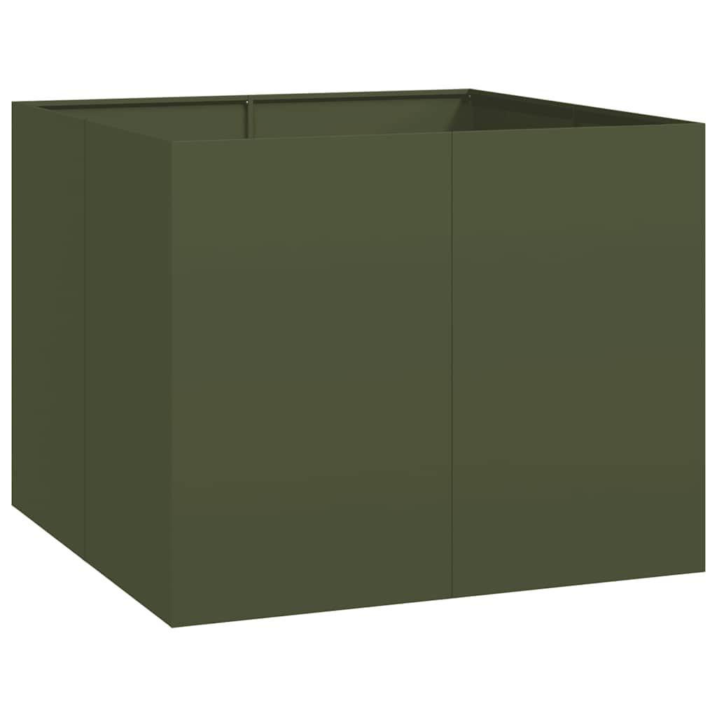 Vidaxl plantenbak 100x100x80 cm staal olijfgroen