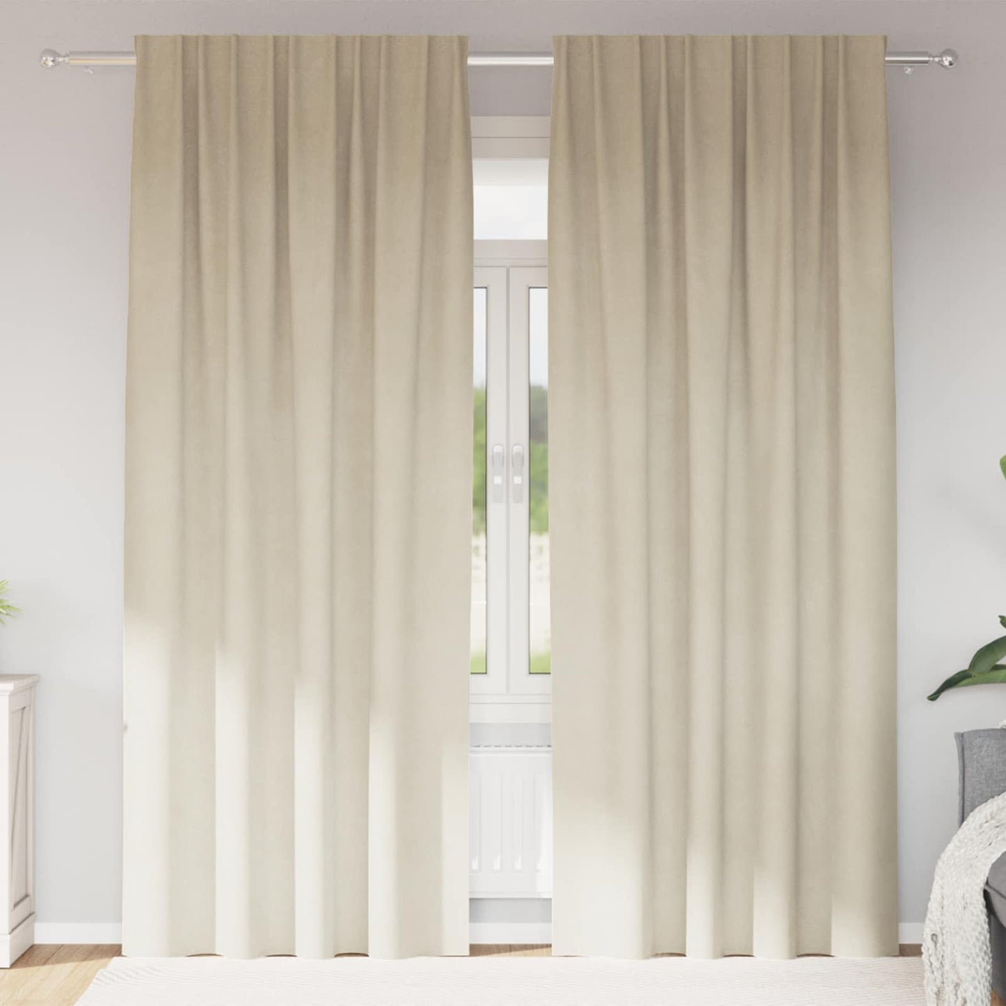 Tende oscuranti Vidaxl 2 pezzi crema 140 x 260 cm velluto