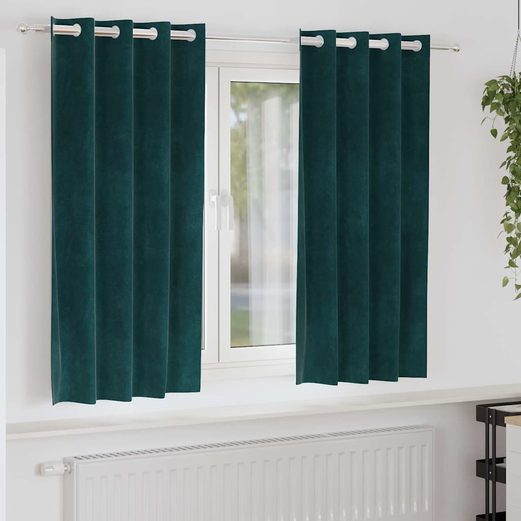 Tende oscuranti Vidaxx 2 pezzi verde scuro 140 x 175 cm in velluto